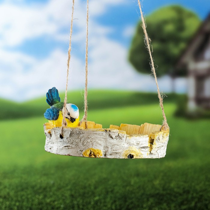 Подвесной декор из гипса «Кормушка с птичкой», 17×17×8 см