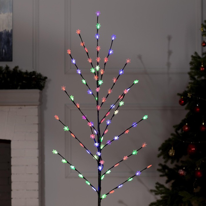 Светодиодный куст «Снежинки» 1.5 м, 84 LED, мигание, 220 В, свечение мульти (RG/RB)