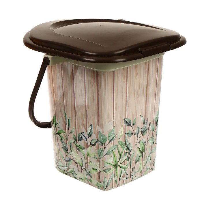 Ведро-туалет, h=38 см, 17 л, съёмный стульчак, бежевое, крышка МИКС