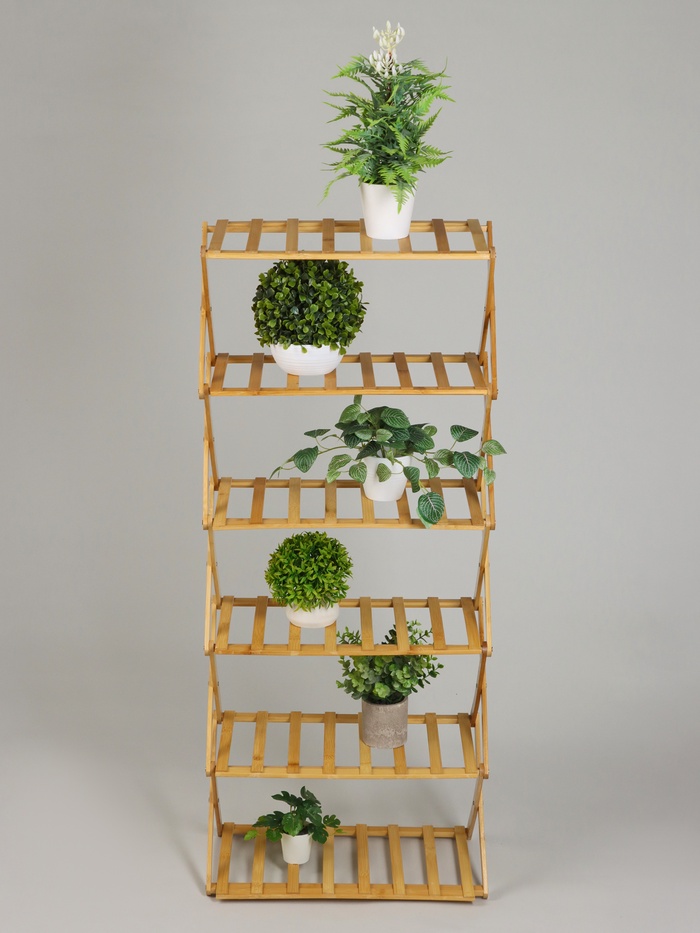 Подставка для цветов Greengo, 6 полок, 50×25×110 см, напольная, бамбук