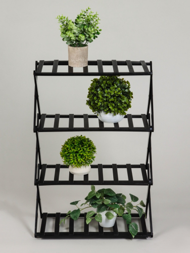 Подставка для цветов Greengo, 4 полки, 50×25×68 см, напольная, бамбук, чёрная
