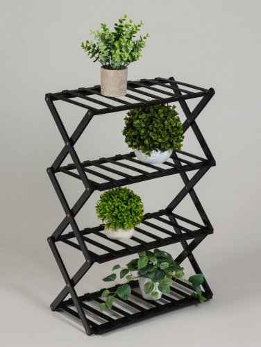Подставка для цветов Greengo, 4 полки, 50×25×68 см, напольная, бамбук, чёрная