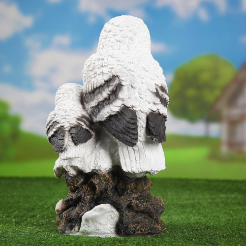 Садовая фигура из полистоуна «Совы полярные», 38×20×19 см