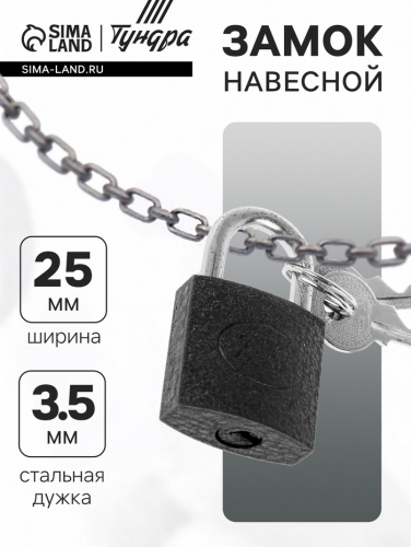 Замок навесной, тип 10, 25×42 мм, 2 ключа