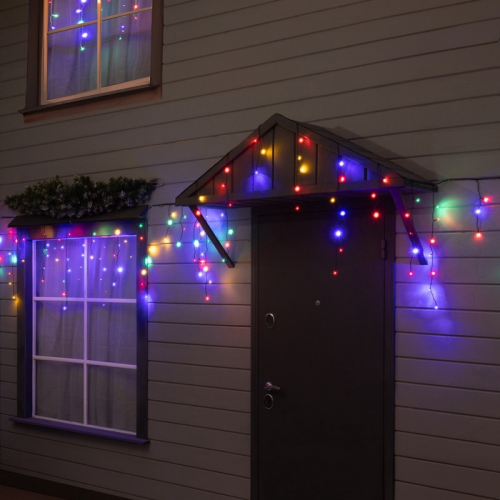 Гирлянда «Бахрома» 12 × 0.7 м, IP44, УМС, тёмная нить, 240 LED, свечение мульти, 220 В
