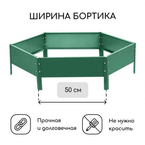 Клумба оцинкованная, d=100 см, высота бортика 15 см, зелёная, Greengo