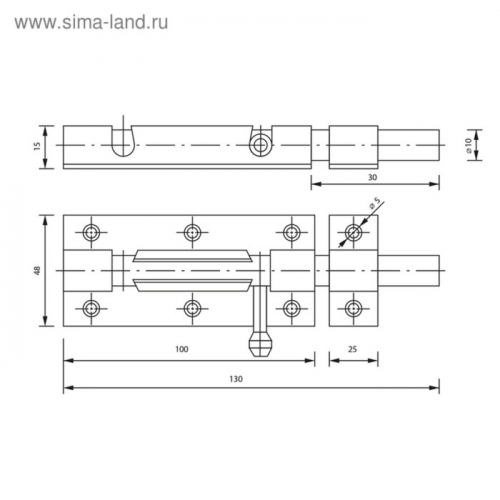 Задвижка дверная ТУНДРА ЗД 005, 100 мм, оцинкованная, 1 шт.