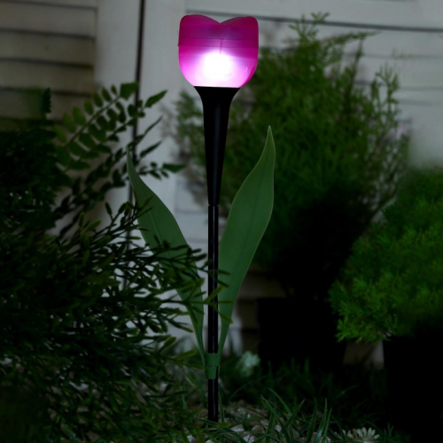 Садовый светильник на солнечной батарее «Тюльпан», 6×47×6 см, 1 LED, свечение белое