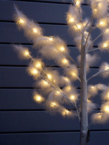 Светодиодное дерево «Перья» 1.5 м, 300 LED, постоянное свечение, 220 В, свечение тёплое белое