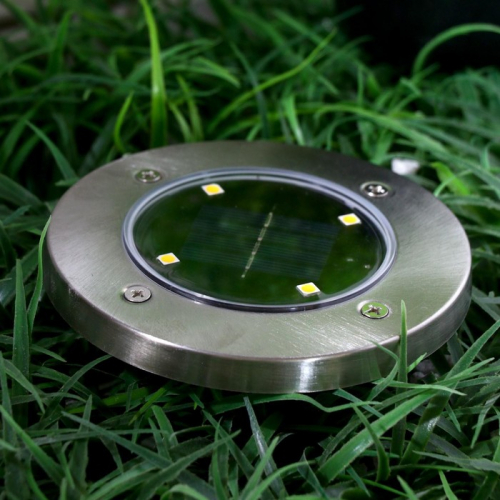 Садовый светильник, уличный, на солнечной батарее, 4 LED, свечение тёплое белое