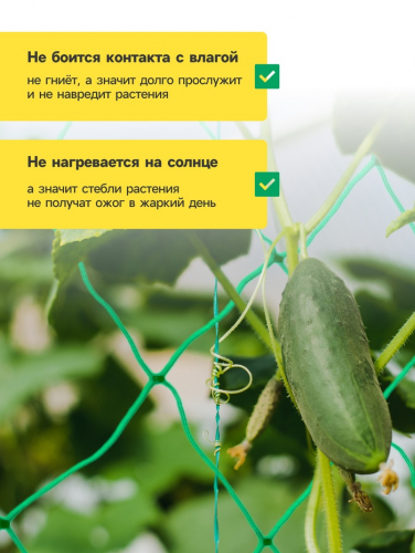 Сетка садовая, шпалерная, 10×2 м, ячейка 15×15 см, Greengo