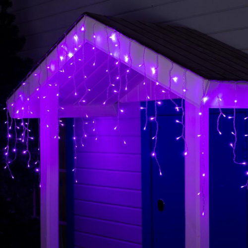 Гирлянда «Бахрома» 4 × 0.6 м, IP44, прозрачная нить, 180 LED, свечение фиолетовое, 8 режимов, 220 В