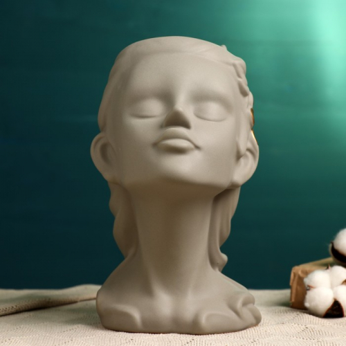Фигурное кашпо для цветов «Лилит», 2.3 л, 25×14 см, керамика, серое