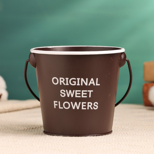 Кашпо - ведёрко Original Sweet Flowers, 600 мл, металл, коричневое