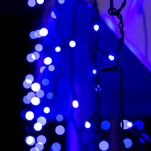 Гирлянда «Бахрома» 4 × 0.6 м, IP44, тёмная нить, 180 LED, свечение синее, 8 режимов, 220 В