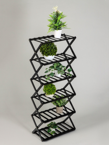 Подставка для цветов Greengo, 6 полок, 50×25×110 см, напольная, бамбук, чёрная