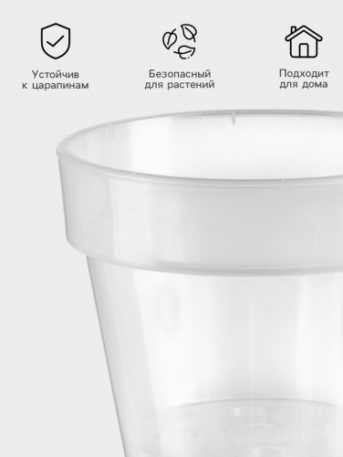 Кашпо для цветов со вставкой Plast-Avenue «Порто», 1 л, пластик, прозрачное