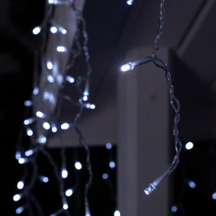 Гирлянда «Бахрома» 3 × 0.6 м, IP44, УМС, прозрачная нить, 160 LED, свечение белое, 220 В