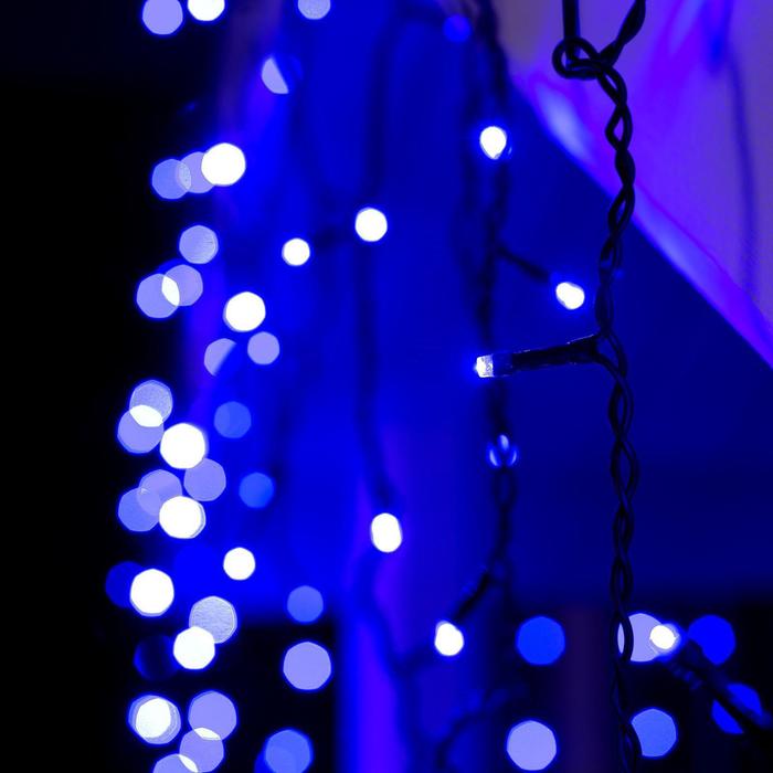 Гирлянда «Бахрома» 4 × 0.6 м, IP44, тёмная нить, 180 LED, свечение синее, 8 режимов, 220 В