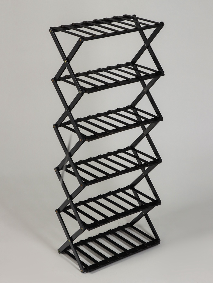 Подставка для цветов Greengo, 6 полок, 50×25×110 см, напольная, бамбук, чёрная