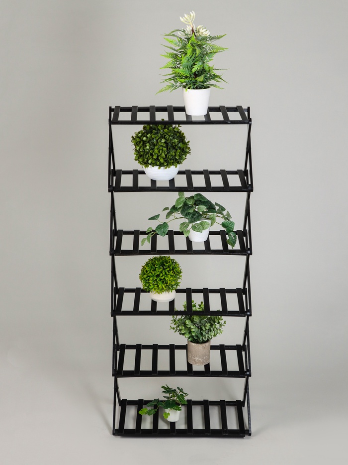 Подставка для цветов Greengo, 6 полок, 50×25×110 см, напольная, бамбук, чёрная