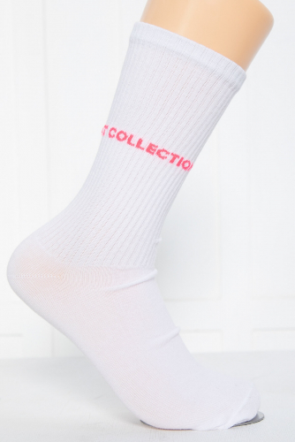 Носки LT Collection (белые/розовая надпись)