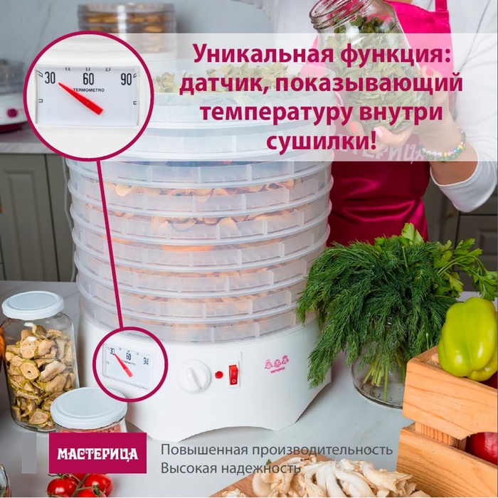 Сушилка для овощей и фруктов «Мастерица EFD-0903VM», 9 ярусов, прозрачная