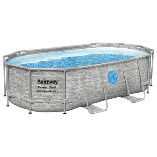 Бассейн каркасный Bestway Power Steel Swim Vista, 427×250×100, фильтр-насос, лестница, тент, 56714