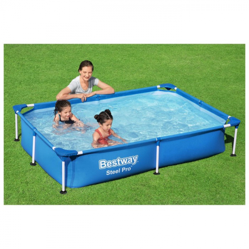 Бассейн каркасный Bestway Steel Pro 56401, 221×150×43 см, прямоугольный
