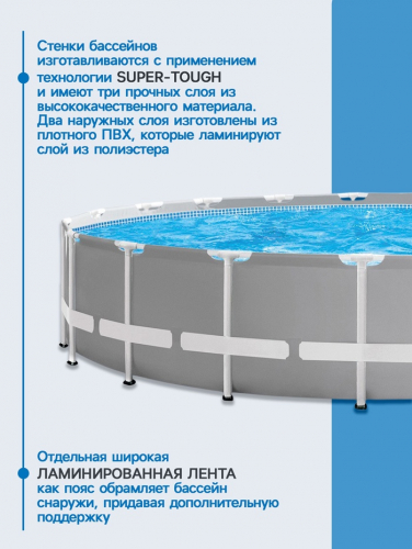 Бассейн каркасный INTEX Prism Frame 26756NP, 610×132 см, фильтр-насос, лестница, тент, подстилка, круглый