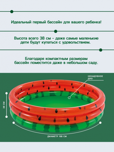 Бассейн надувной «Арбуз», 168 х 38 см, от 2 лет, 58448NP INTEX