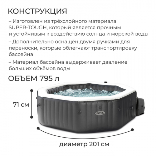 SPA бассейн JET AND BUBBLE DELUXE SET, 201 x 71 см, 220-240V, от 6 лет, 28458 INTEX