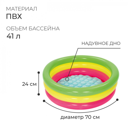 Бассейн надувной Bestway «Радуга», 70×24 см, от 2 лет, 51128