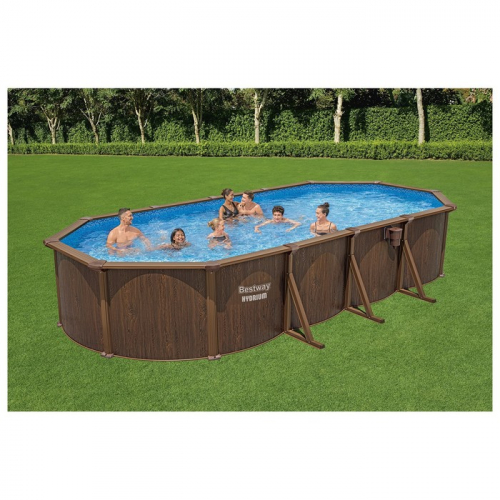 Бассейн каркасный Bestway Hydrium 561CW, 733×366×132 см, песчаный фильтр-насос, лестница, скиммер, тент, подстилка