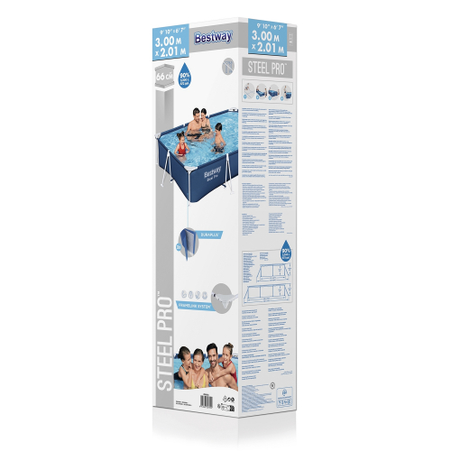 2813 р.  8928 р.  3 шт. доступно/ Bestway Бассейн каркасный прямоугольный 300х201х66 см, 3300 л