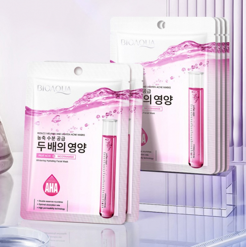 Тканевая маска для лица Фруктовые кислоты + Ниацинамид Bioaqua