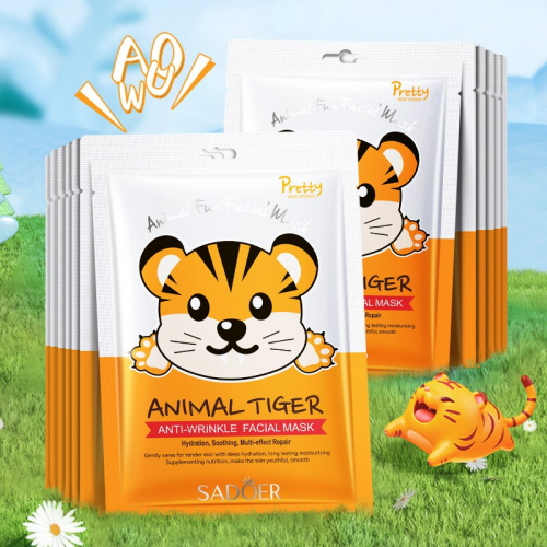 Маска для лица с рисунком тигра увлажняющая Sadoer Animal Tiger