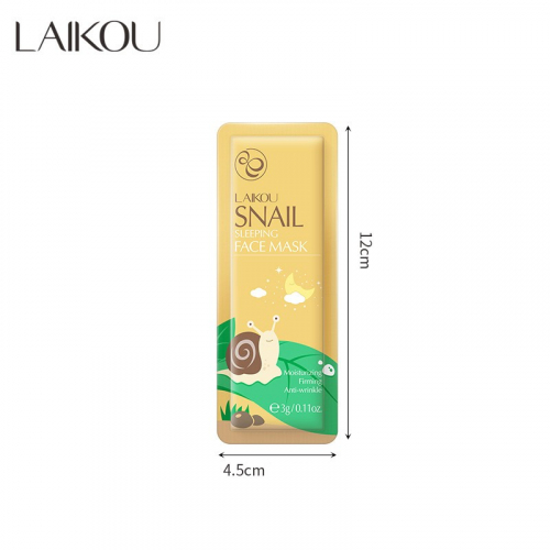 Ночная несмываемая маска для лица с муцином улитки LAIKOU Snail Sleeping Face Mask, 3 гр.