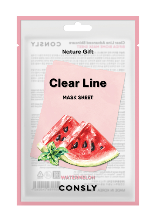 Тканевая маска тонизирующая с экстрактом арбуза Clear Line Nature Gift Watermelon Mask Sheet 1шт