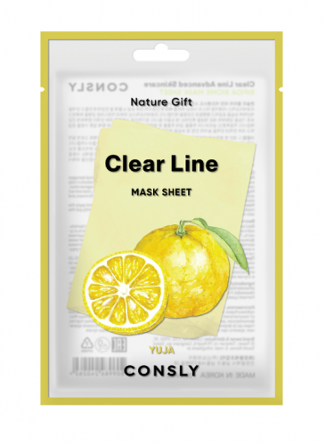 Тканевая маска освежающая с экстрактом юдзу Clear Line Nature Gift Yuja Mask Sheet 1шт