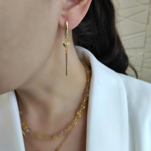 Серьги с цитрином и долькой лимона