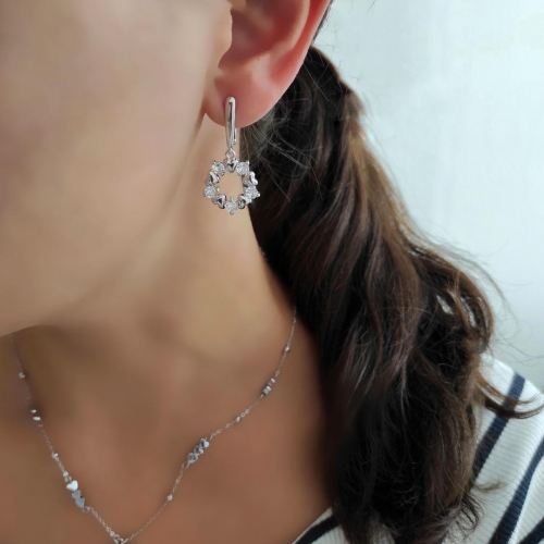 Серьги с прозрачными цирконами симметричная пара