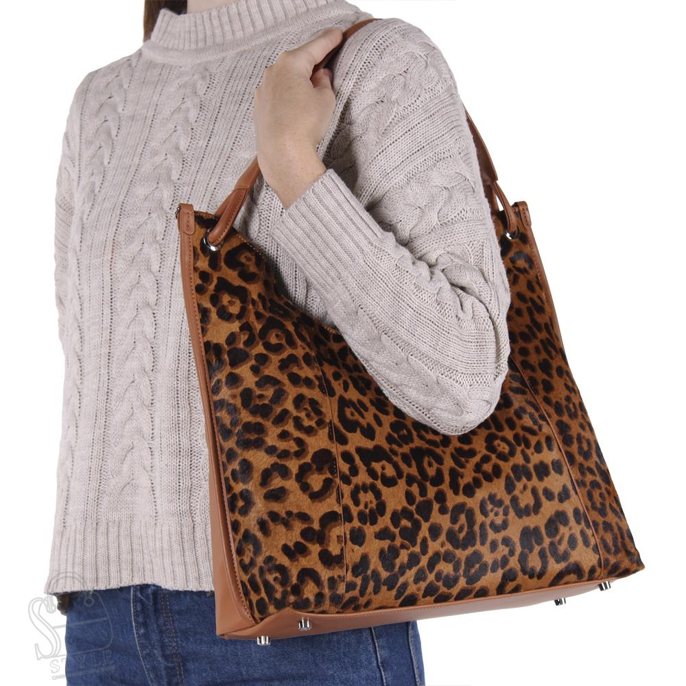 Сумка женская кожаная 3628VG leopard brown Vitelli Grassi