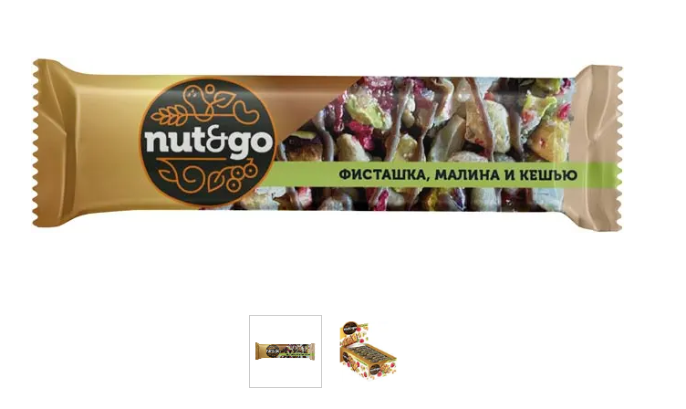 «Nut&Go», батончик «Фисташка, малина и кешью», 28 г