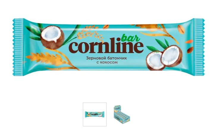 «Cornline», зерновой батончик с кокосом, 30 г