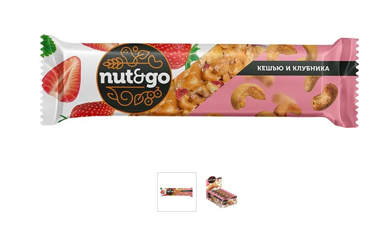 «Nut&Go», батончик «Кешью и клубника», 36 г