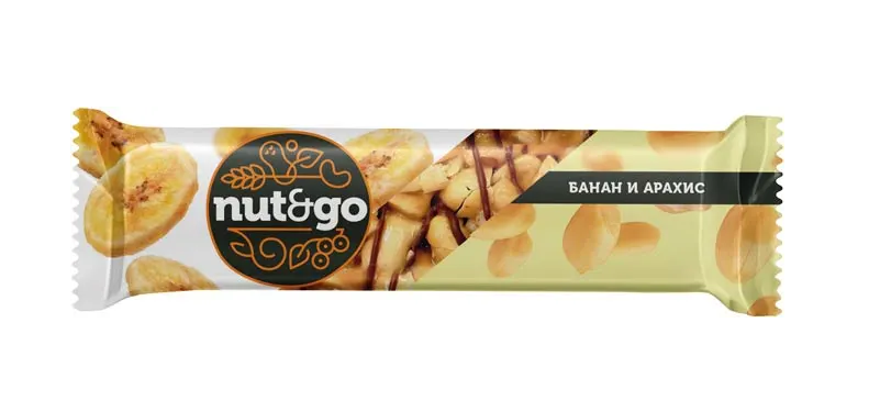 «Nut&Go», батончик «Банан и арахис», 42 г
