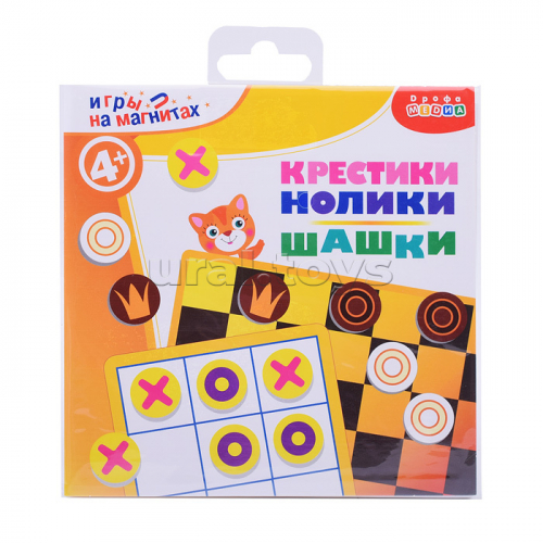 Игры на магнитах в дорогу. Шашки. Крестики-нолики