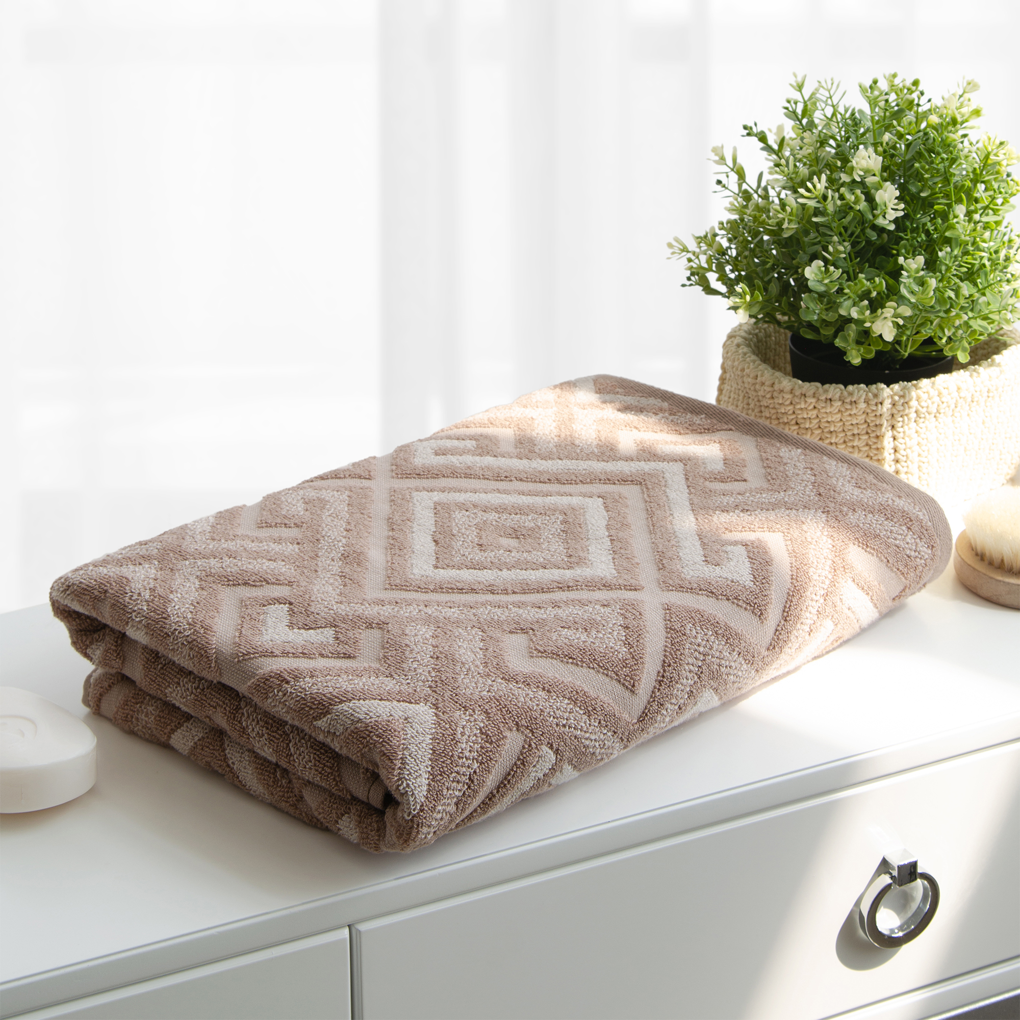 Полотенце Махровое махровое 50/90 420Г/М2 Сиена Вид 2 Цвет Мокко/светло-беж