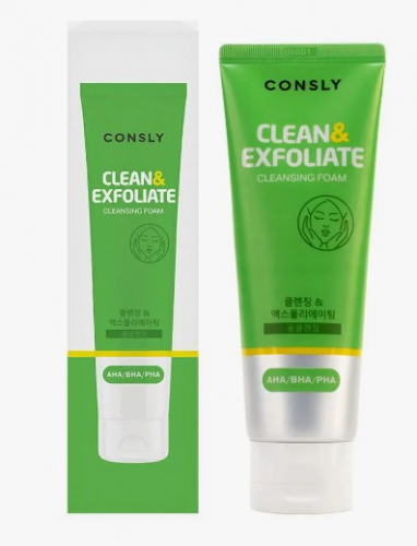 CONSLY AHA, BHA, PHA Cleansing Foam Clean & Exfoliate Пенка для умывания отшелушивающая с AHA, BHA, PHA кислотами 120мл